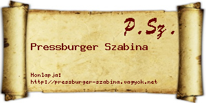 Pressburger Szabina névjegykártya